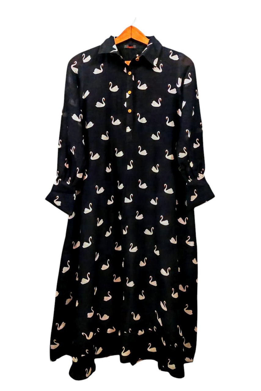 Swan Printed Comfort Fit Dress