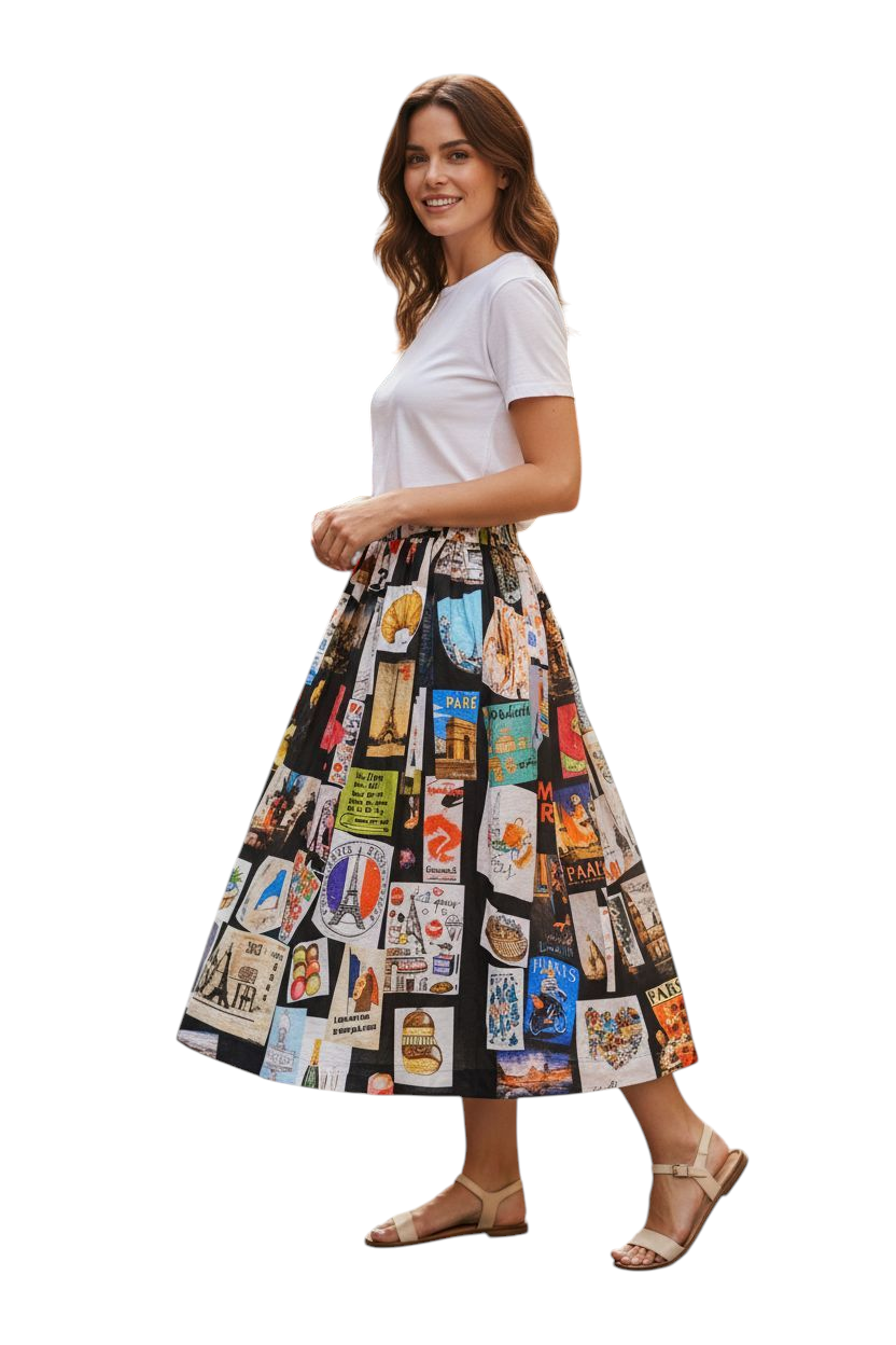 Paris Theme Organic Cotton Skirt
