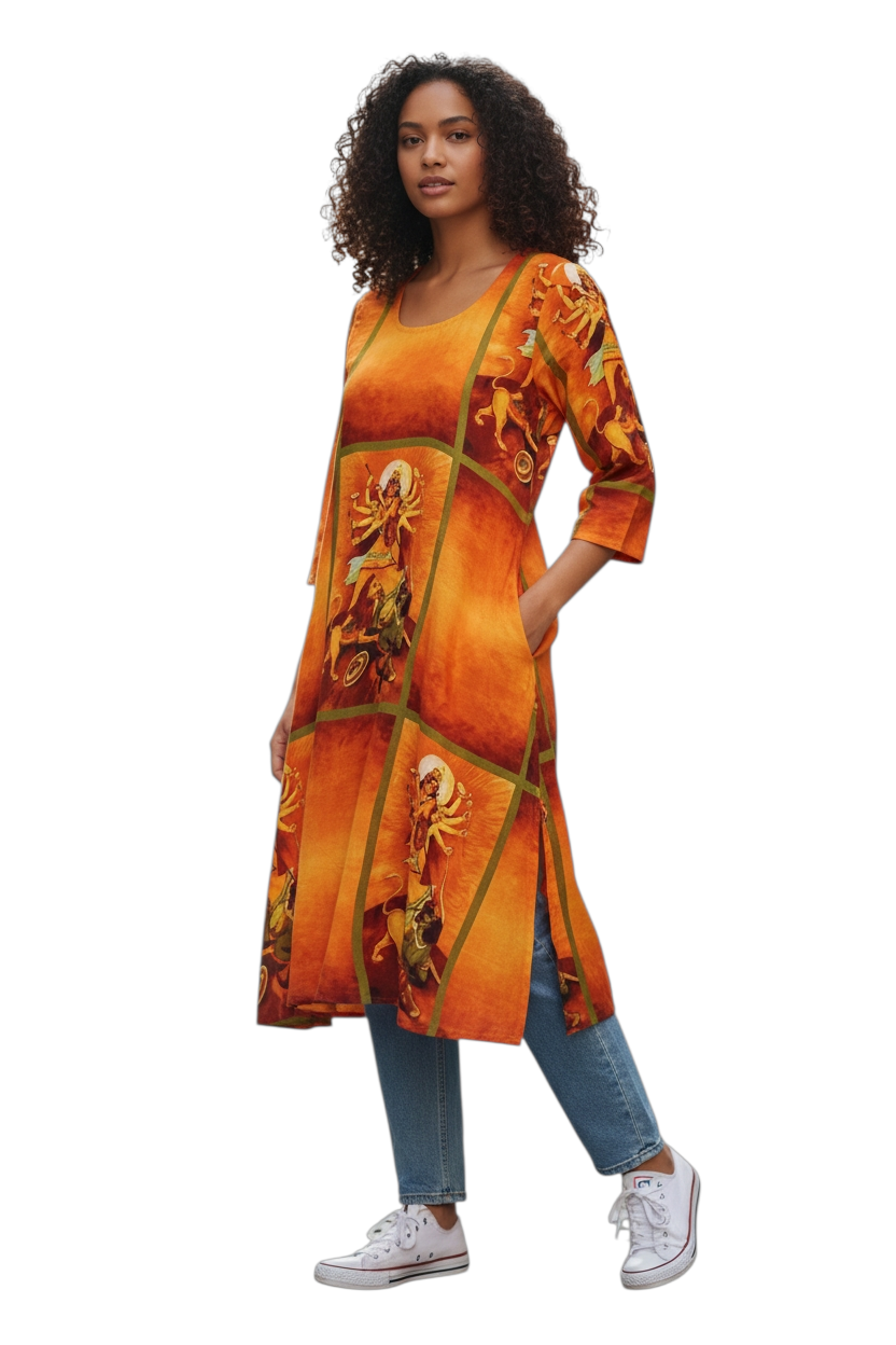 Durga Maa Printed Kurta Cum Dress