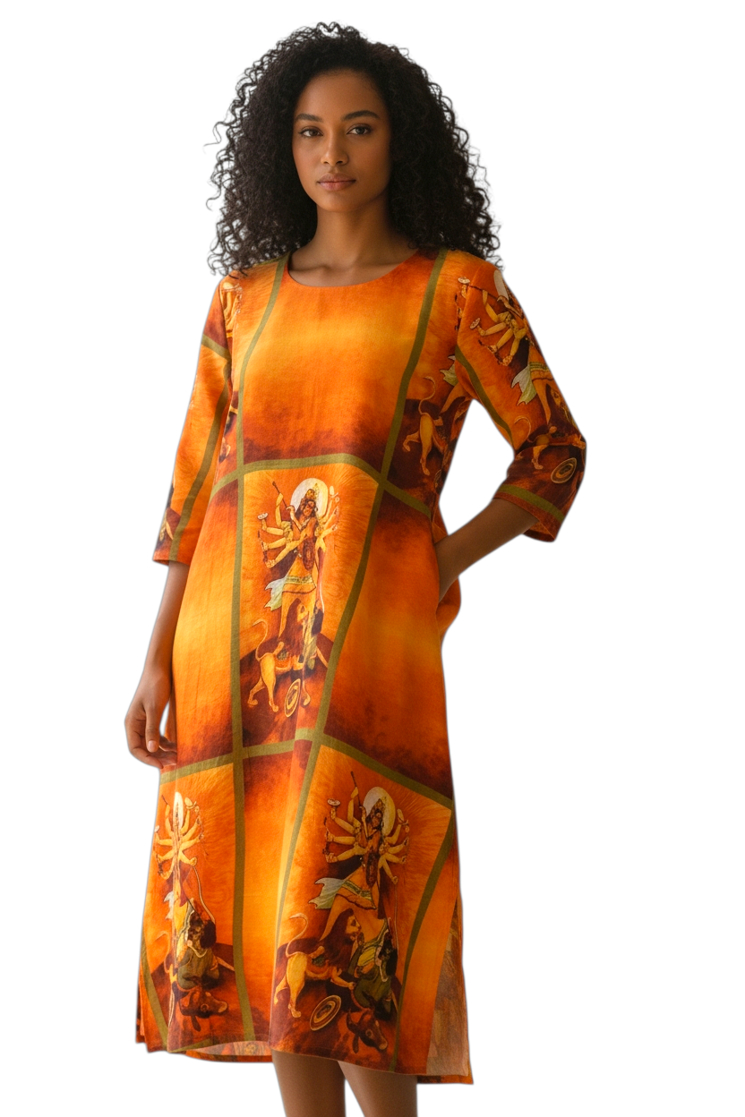 Durga Maa Printed Kurta Cum Dress