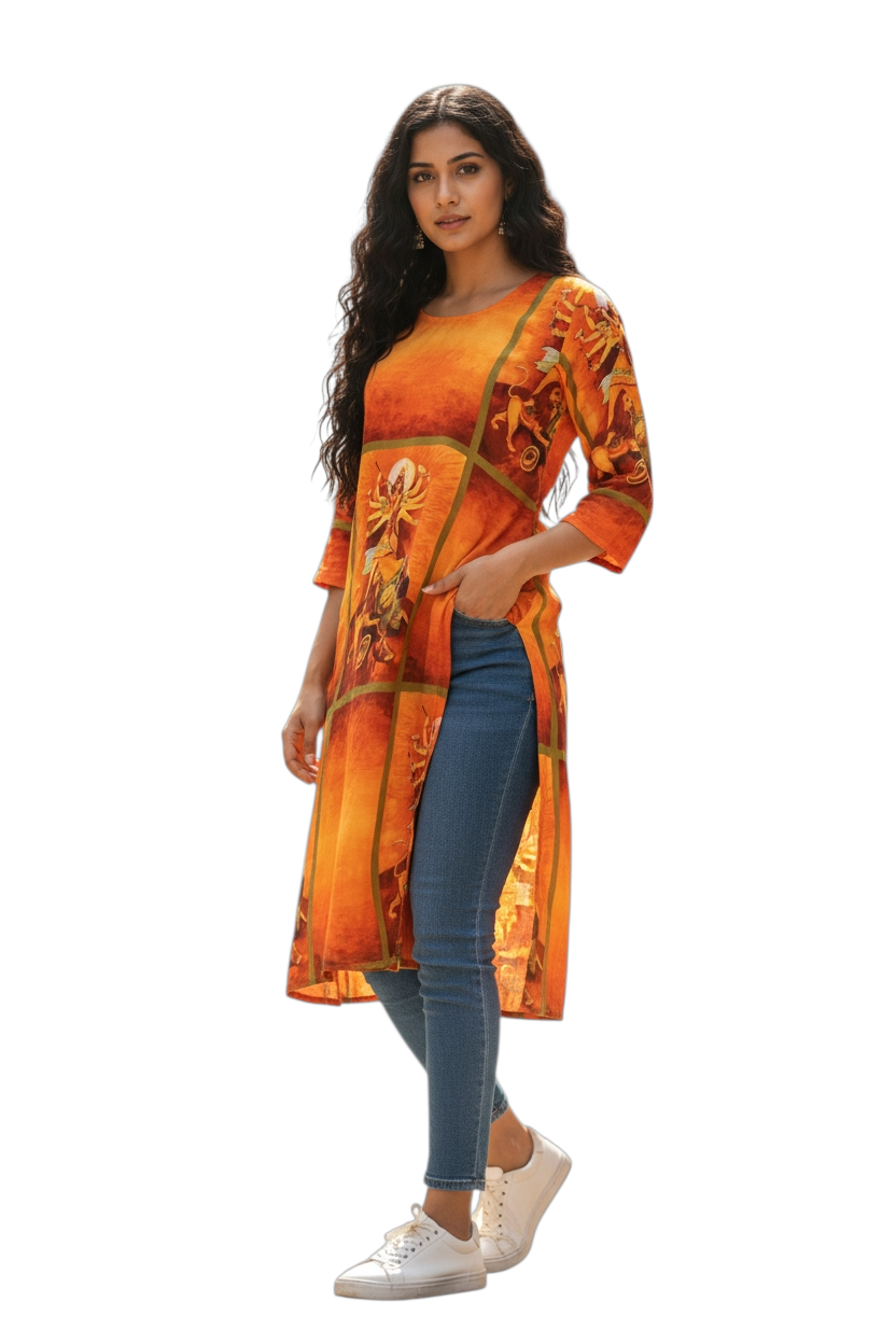 Durga Maa Printed Kurta Cum Dress