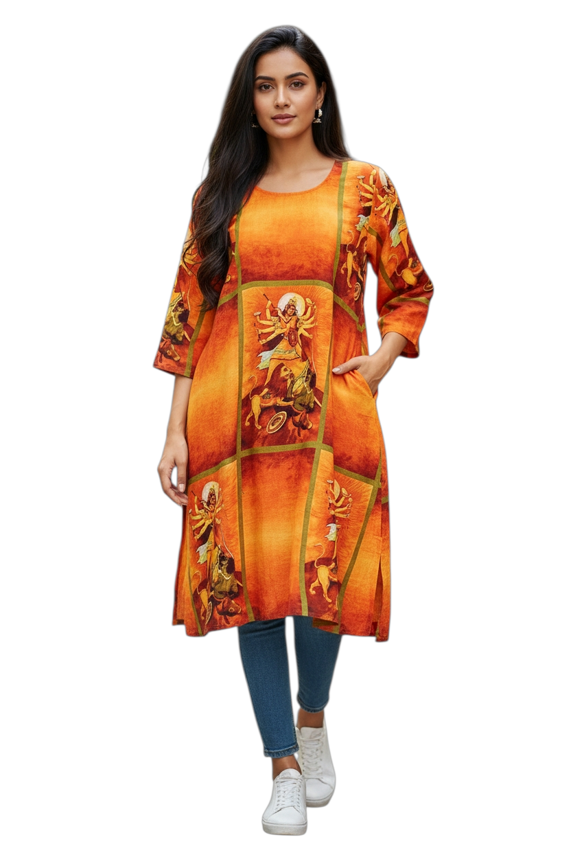 Durga Maa Printed Kurta Cum Dress