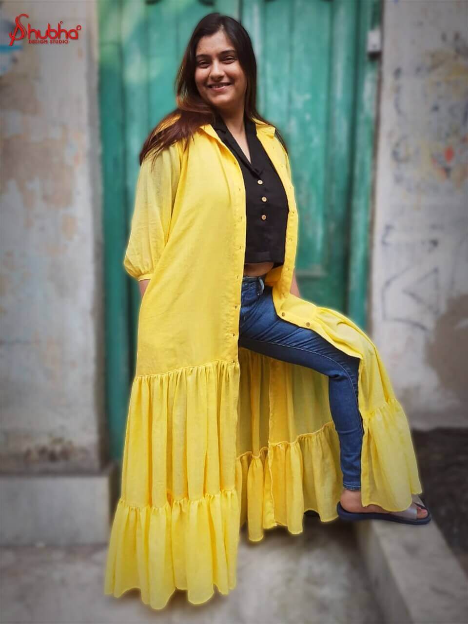 Layered Travel Yellow Jacket Dress