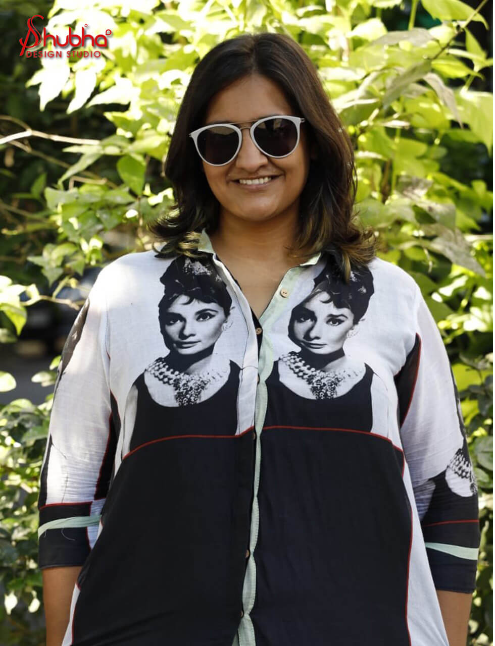 Organic Cotton Audrey Hepburn Printed Kurta Cum Jacket Dress