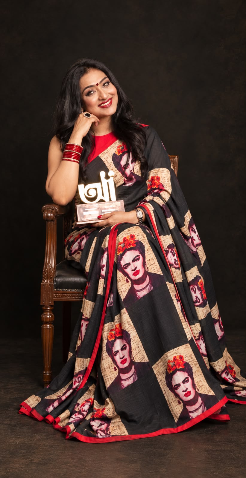 The Merry Black & Red Frida Saree