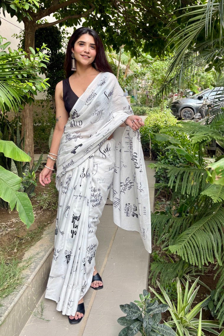 Black And White Quotes Saree