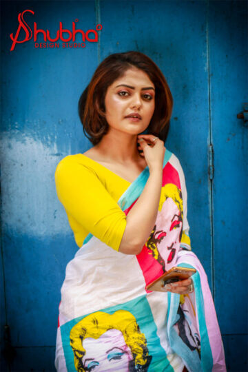 White Marylyn Monroe Printed Saree