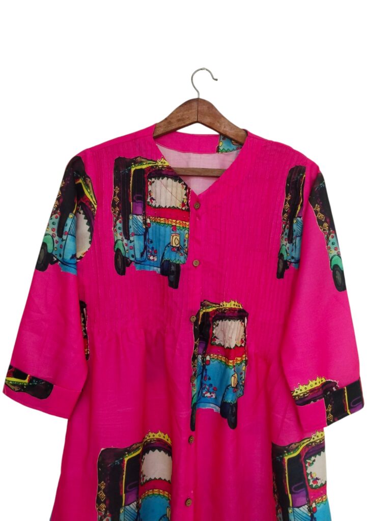 Auto Printed Jacket Cum Dress