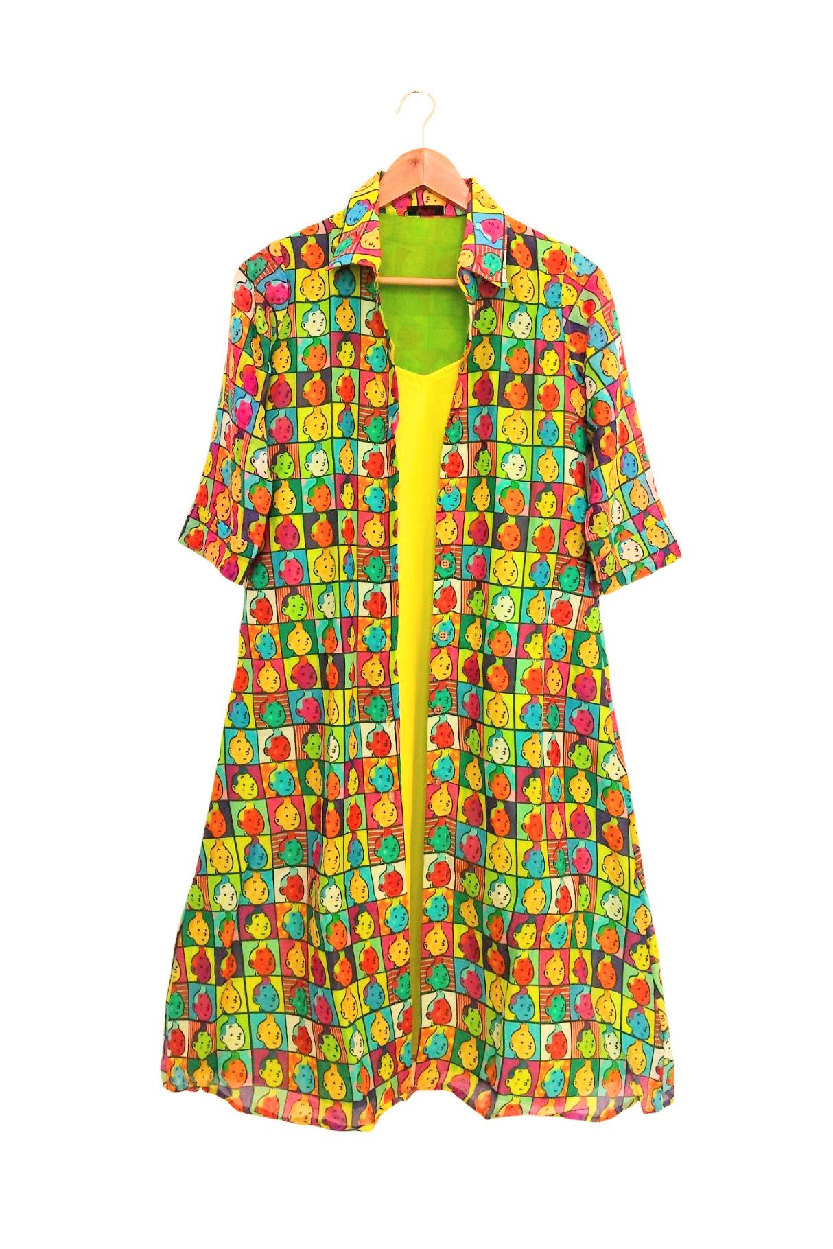 Tin Tin Jacket Set with an Inner Yellow Dress