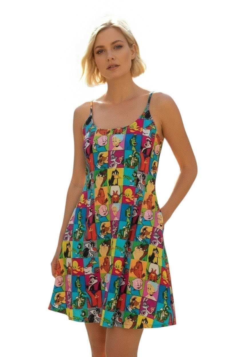 Looney Tunes Strappy Knee-Length Dress