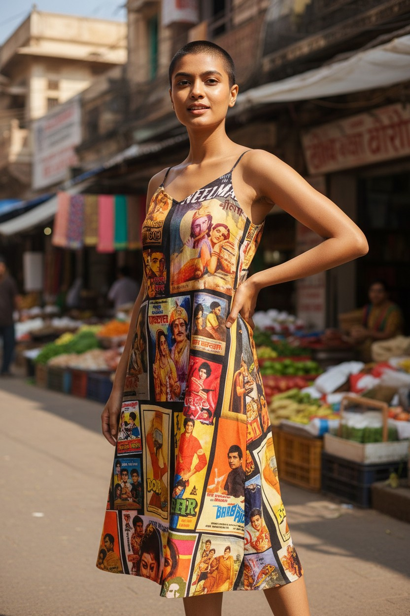 Bollywood Vintage Poster Strappy Dress