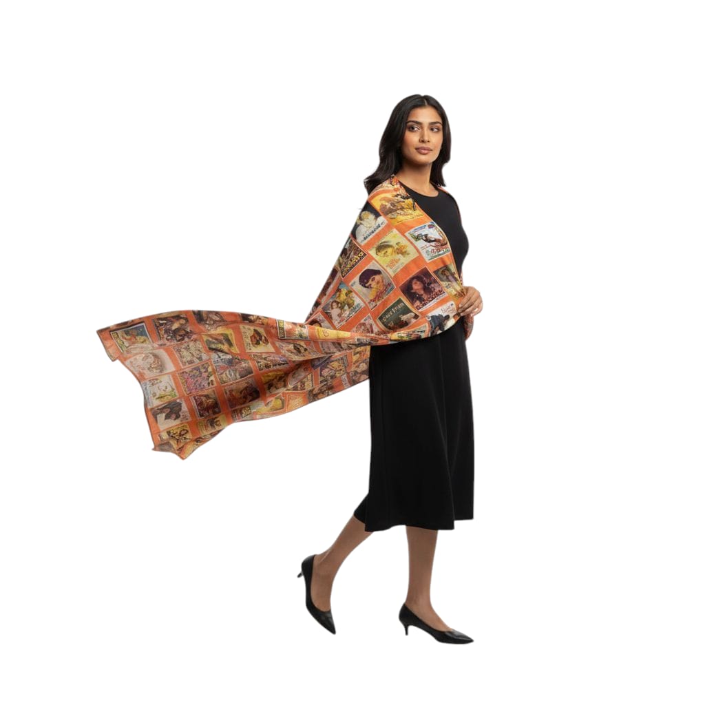 Bollywood Vintage Rustic Poster Collage Stole
