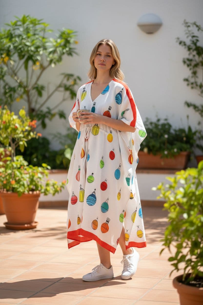 Parachute Printed Kaftan Dress - Main Image