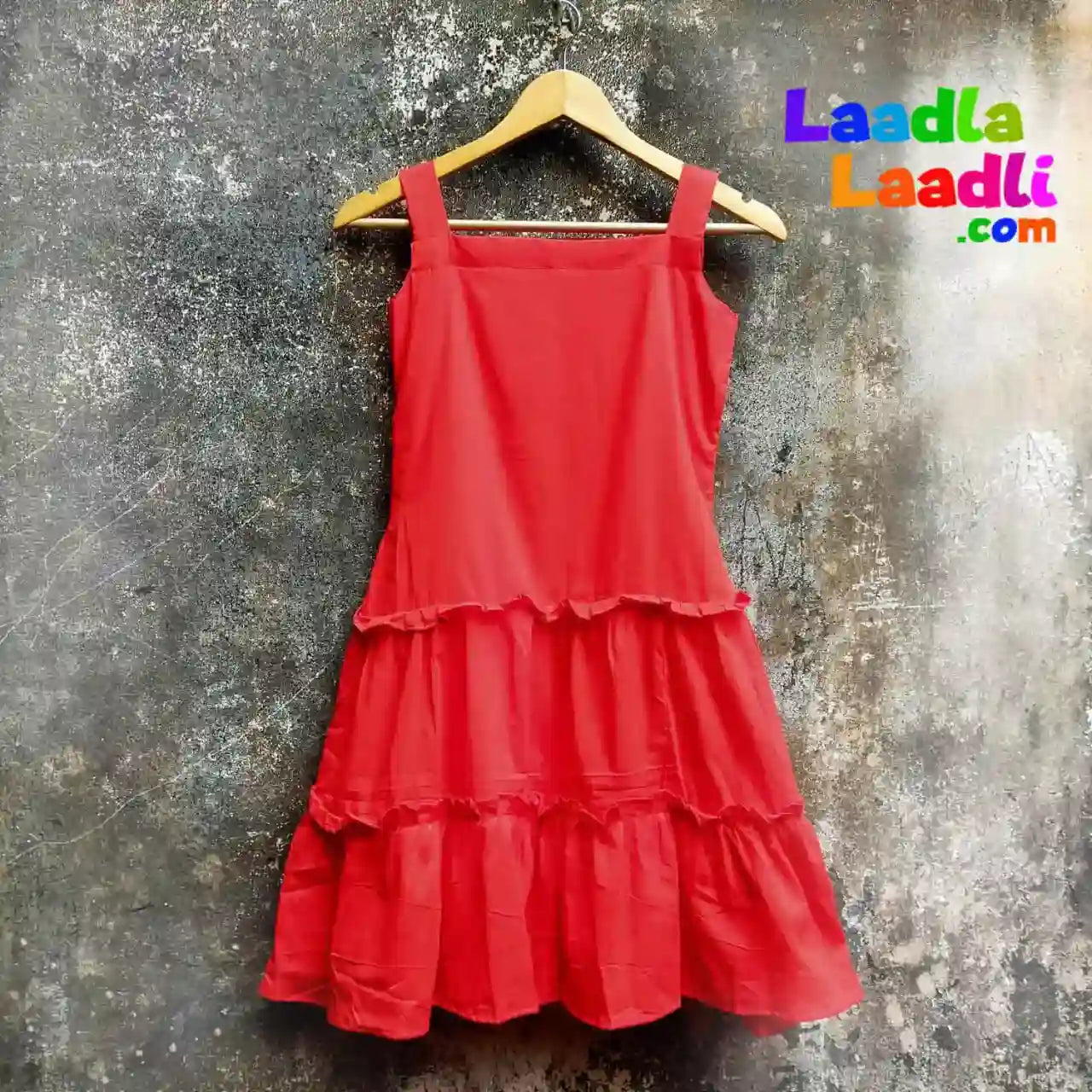 Herbal Red Coloured Layered Frock