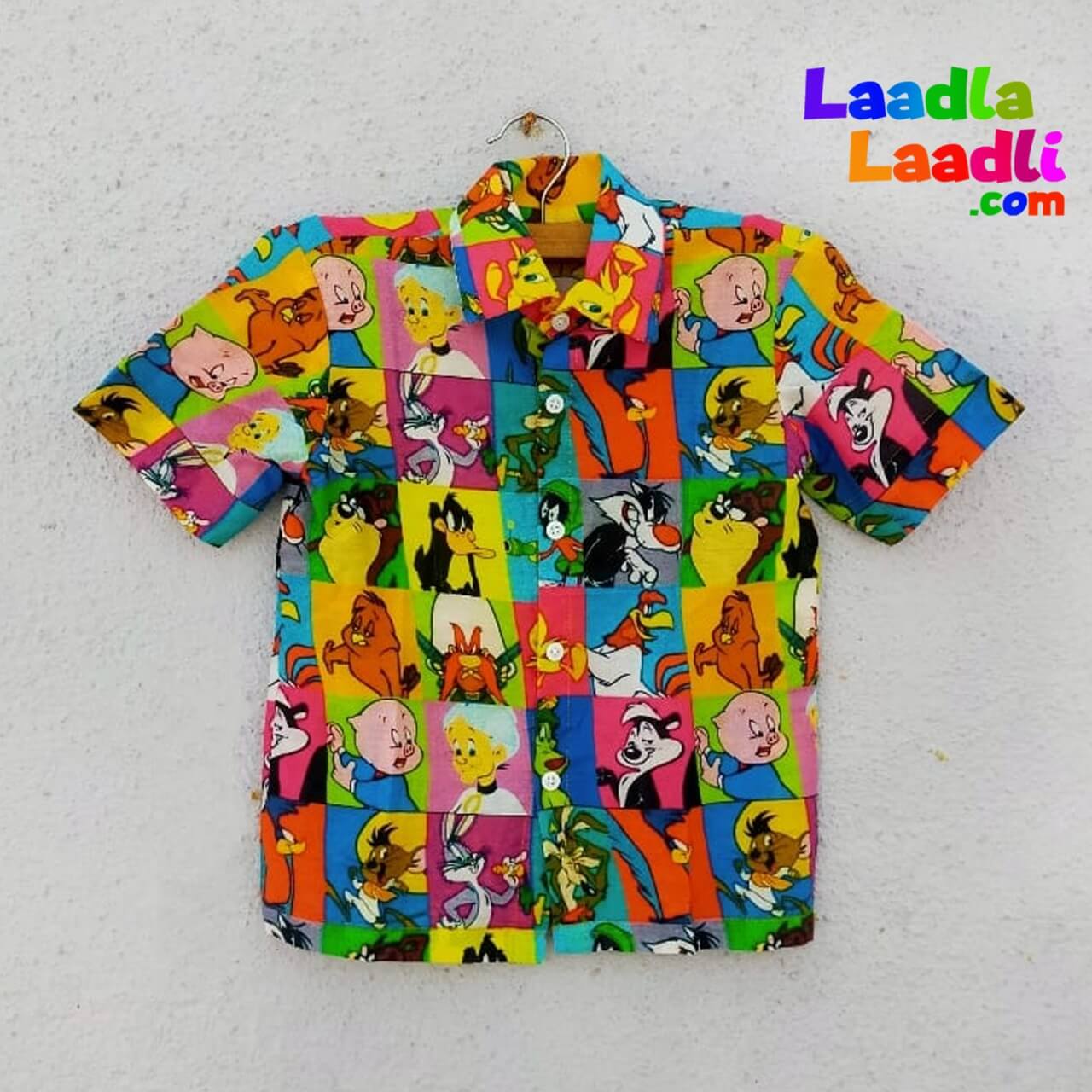 Cartoon Printed Organic Cotton Shirt