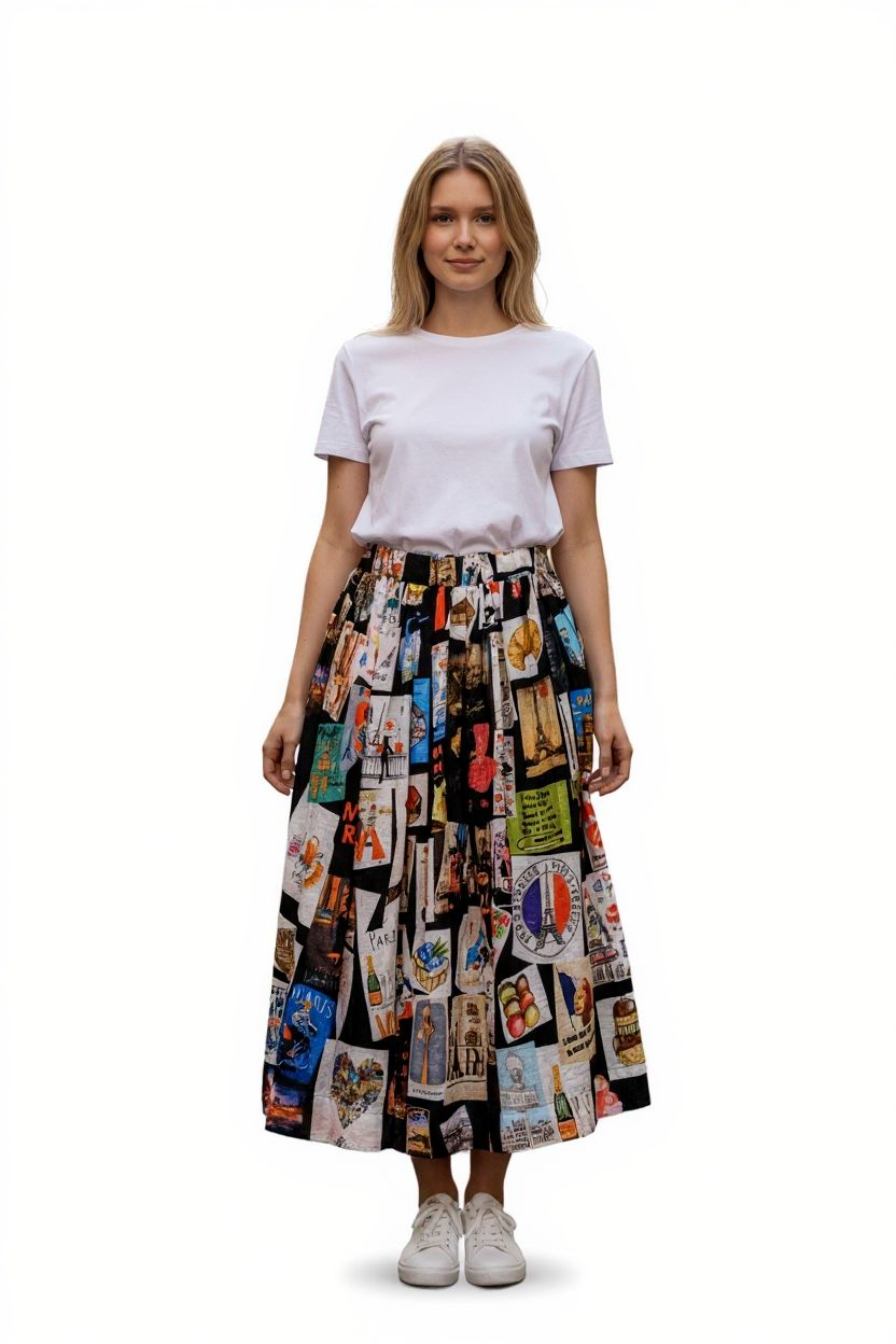 Paris Theme Organic Cotton Skirt