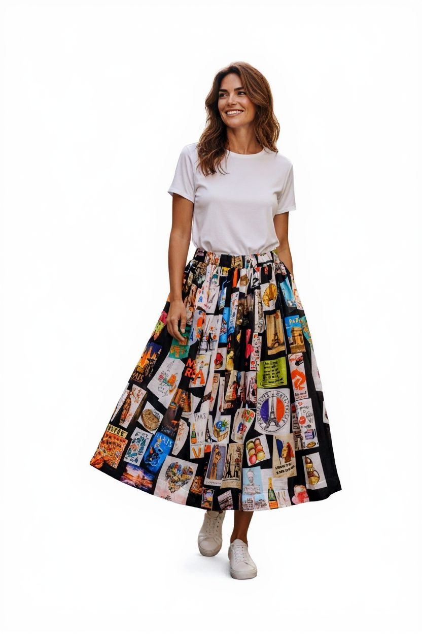 Paris Theme Organic Cotton Skirt