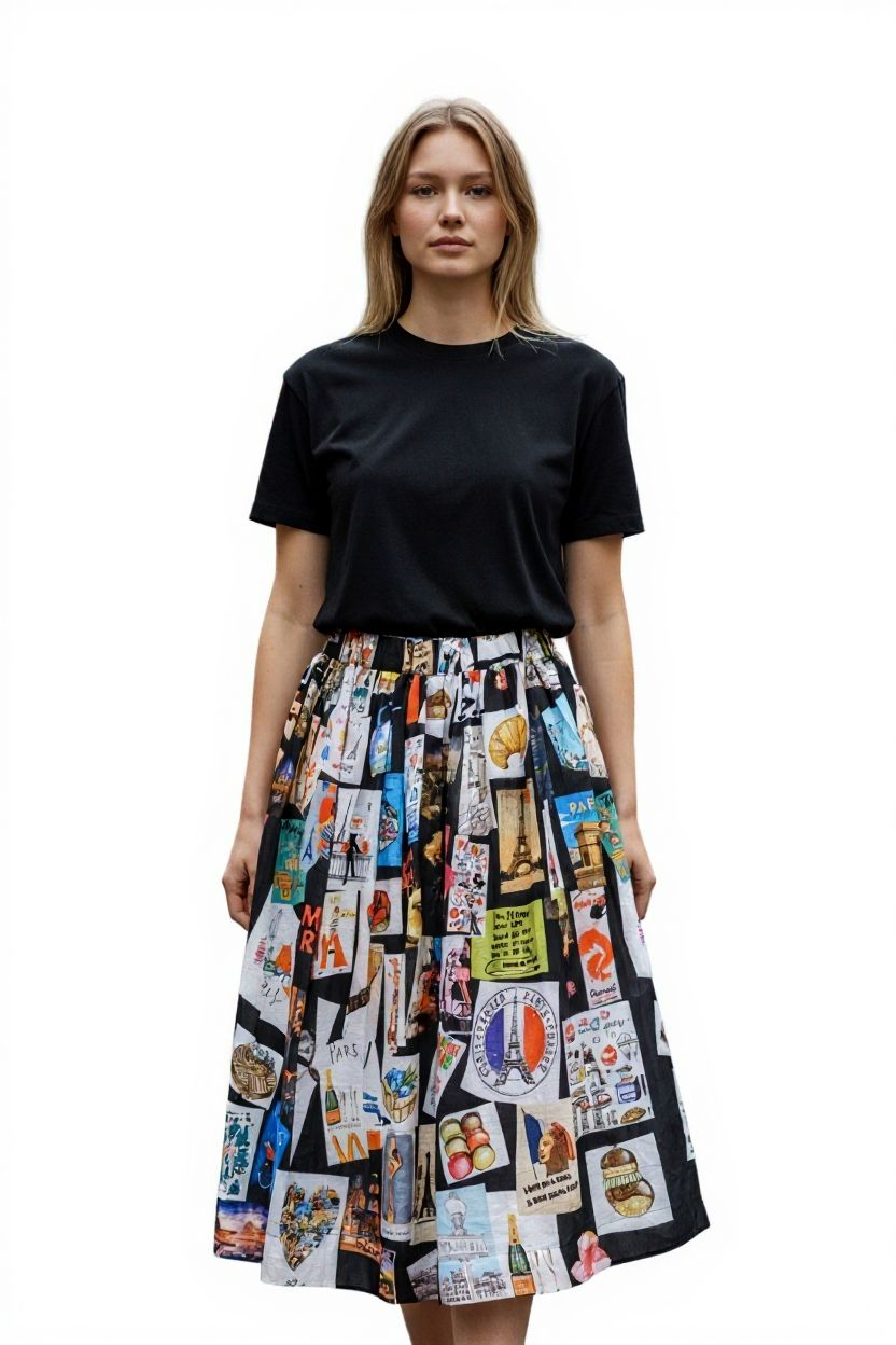 Paris Theme Organic Cotton Skirt
