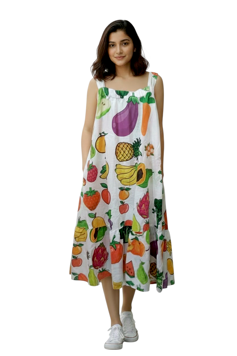Vegetable Printed Fun Dress