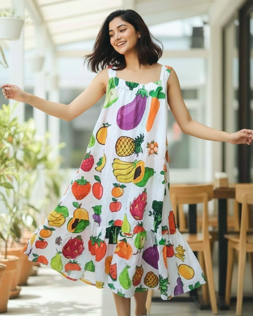 Vegetable Printed Fun Dress