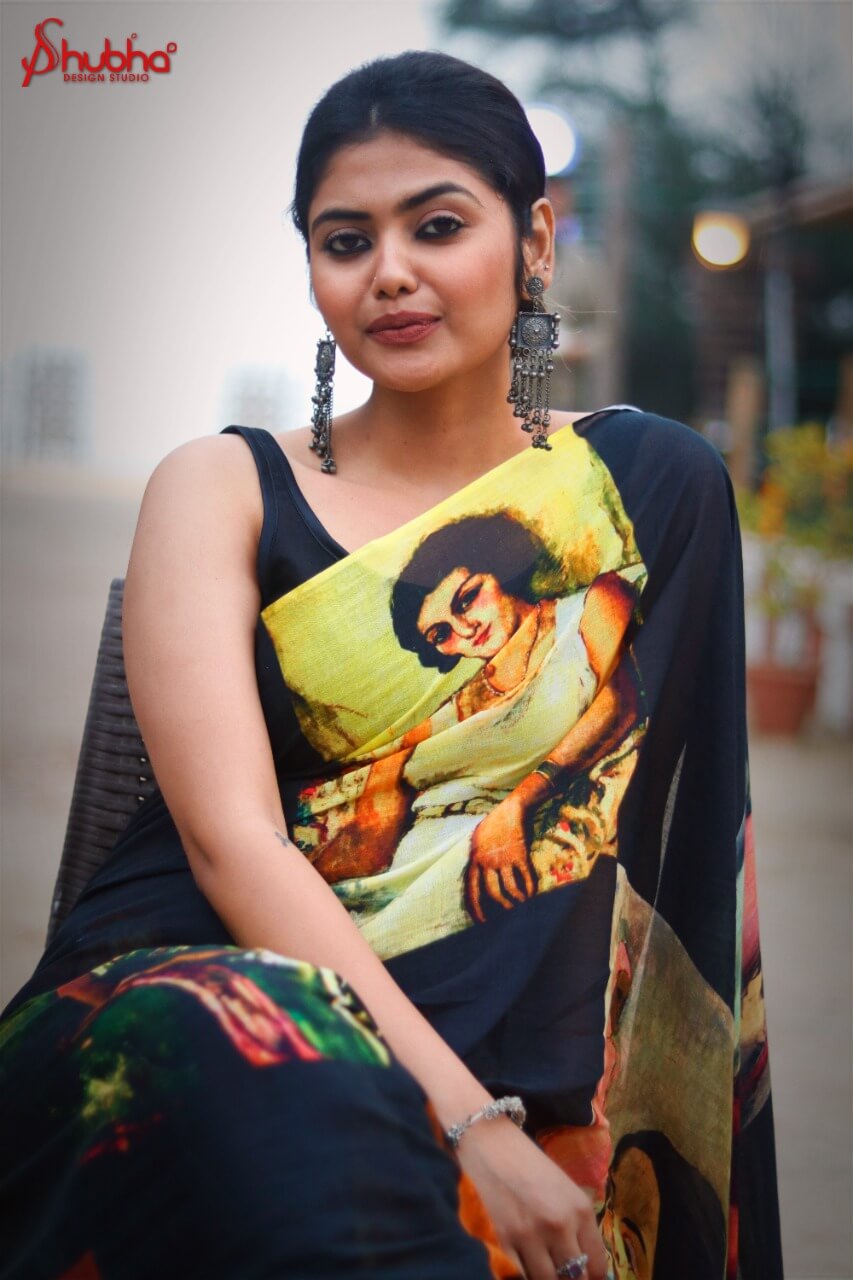 Amrita Shergill Painting Printed Saree