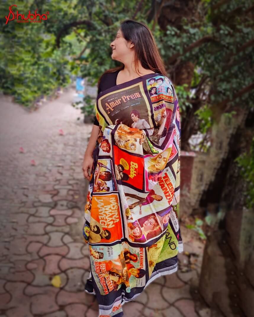 Bollywood Vintage Poster Saree