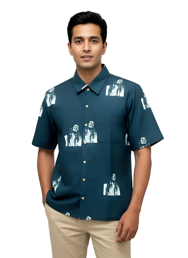 Bob Marley Charcoal Black and White Shirt