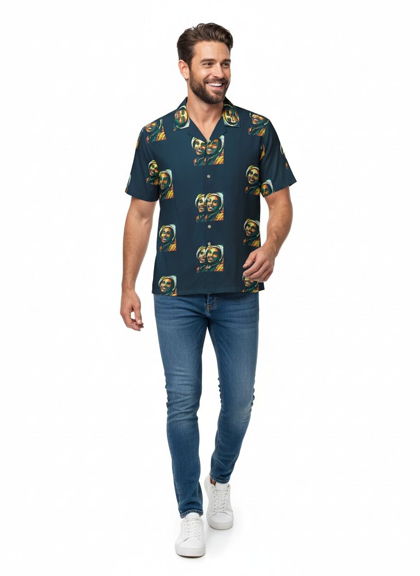 Bob Marley Charcoal Black and Coloured Shirt