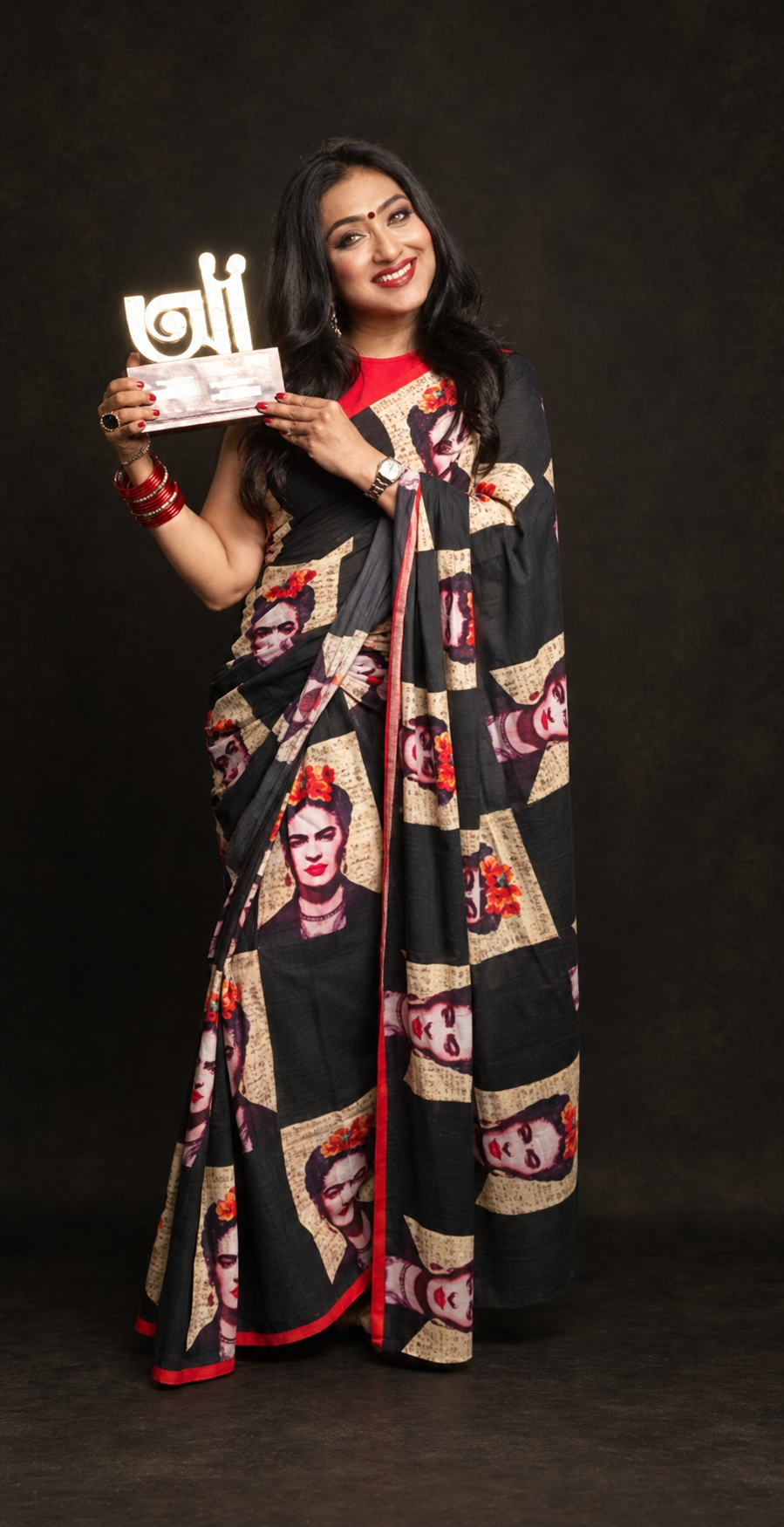 The Merry Black & Red Frida Saree