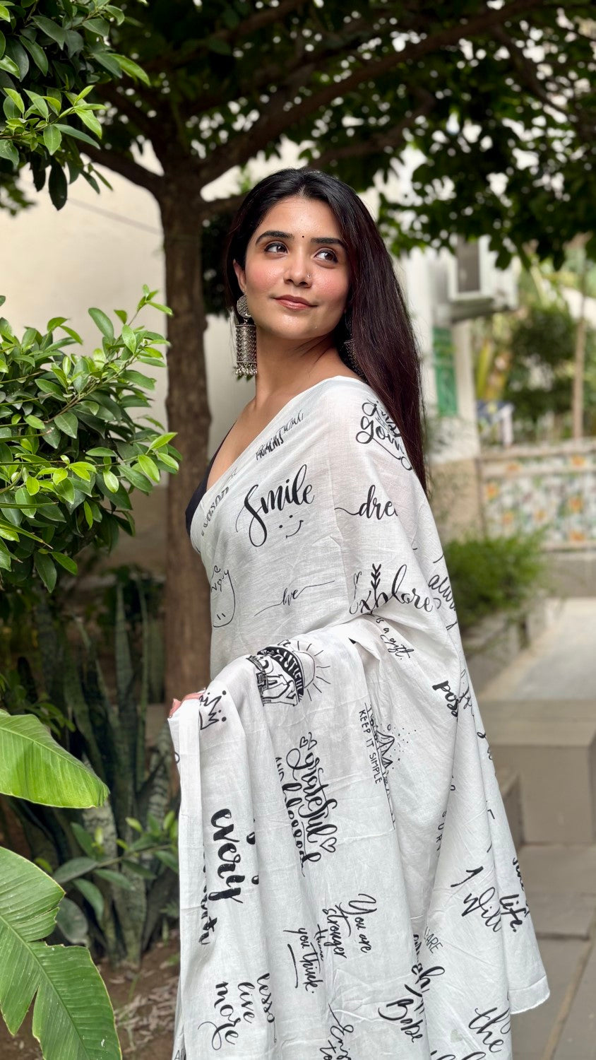 Black And White Quotes Saree