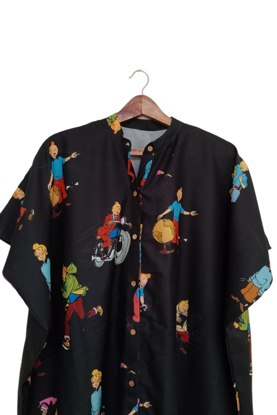 Black Tin Tin Kaftan Shirt Dress