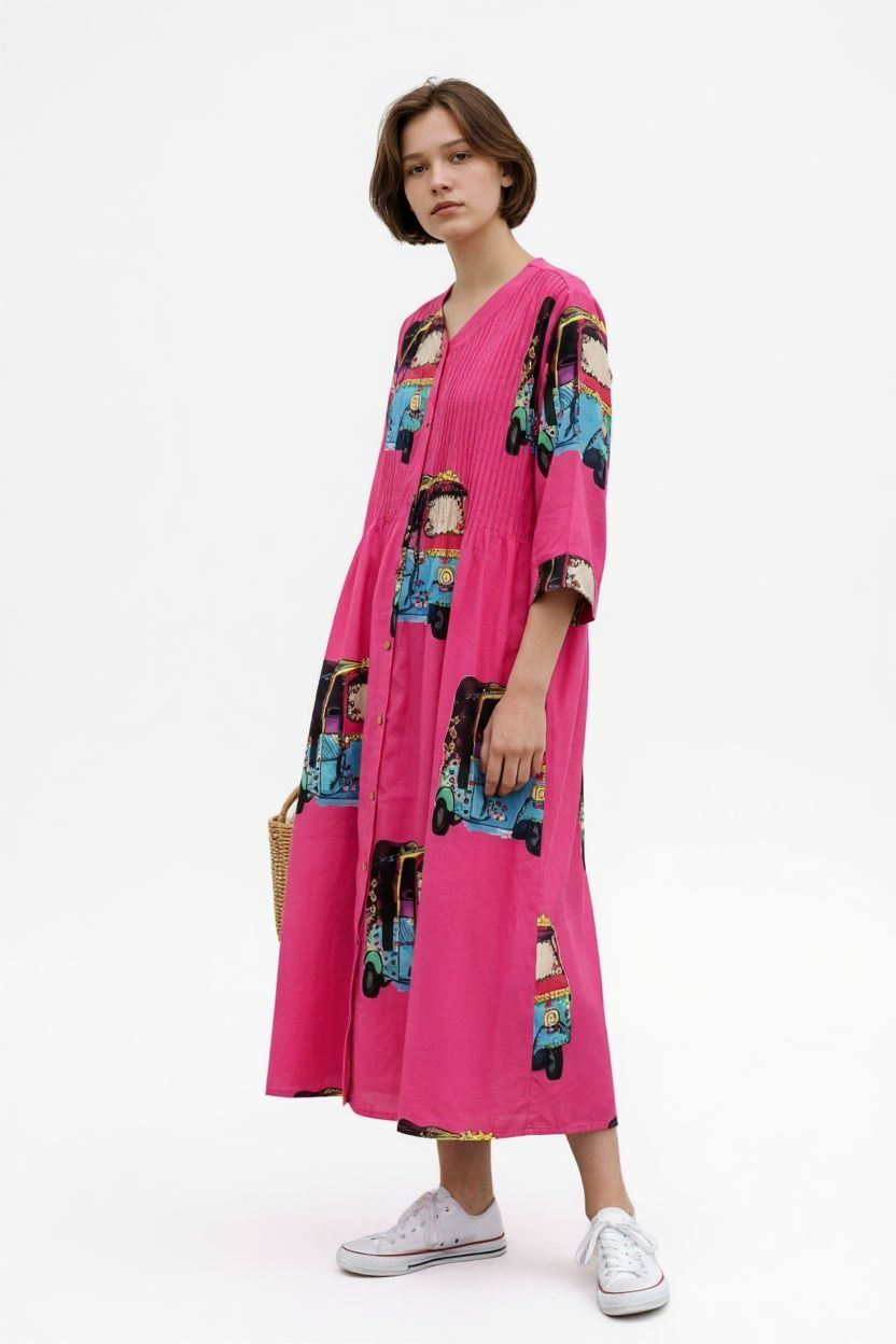 Auto Printed Jacket Cum Dress
