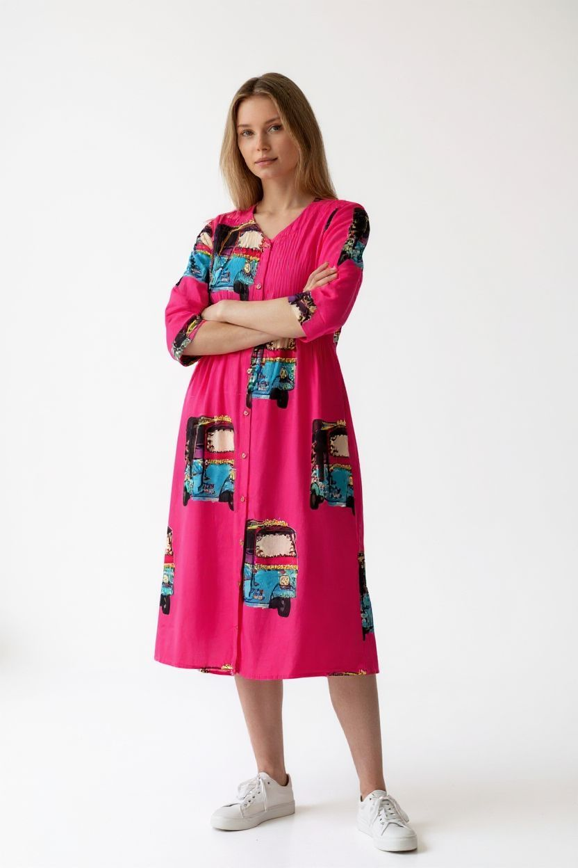 Auto Printed Jacket Cum Dress