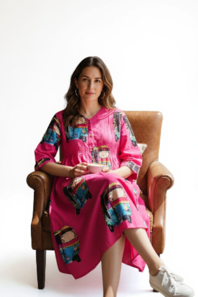 Auto Printed Jacket Cum Dress