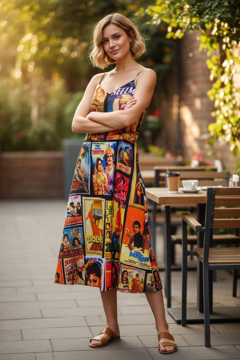 Bollywood Vintage Poster Strappy Dress