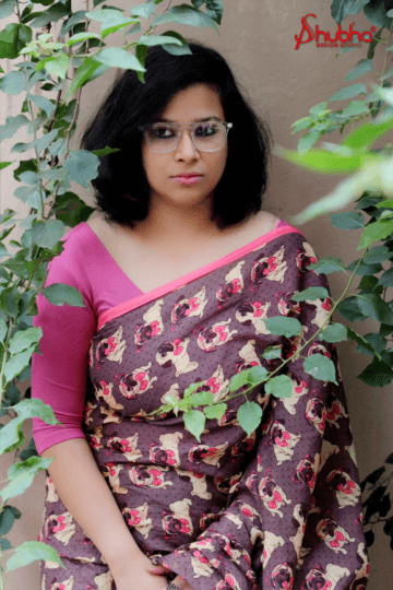 The Pug Printed Saree